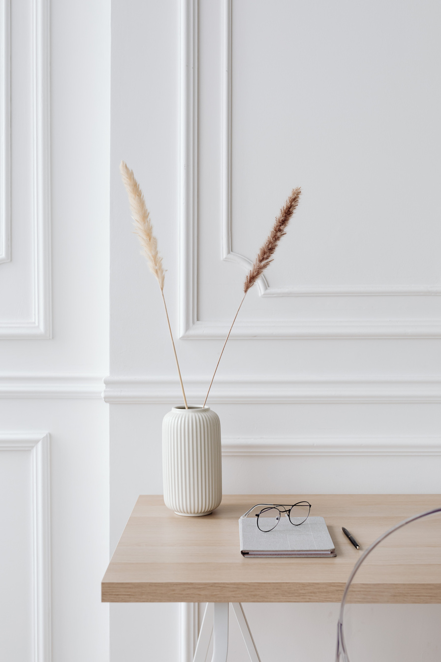 A Pampas Grass on a Ceramic Vase